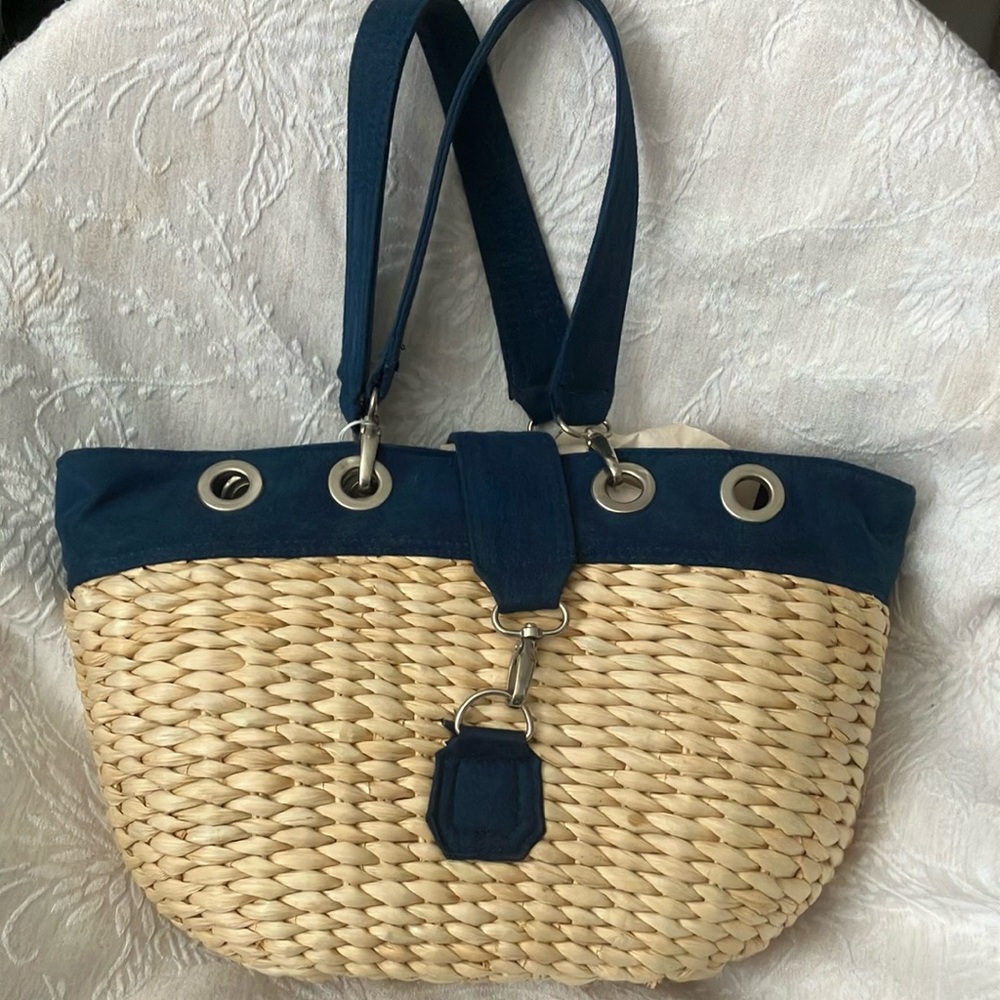 Stylish Blue and Tan Women's Bag